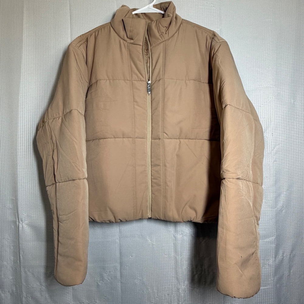 TravisMathew Puffer Jacket Polyester Full Zip Tan Outerwear Minimalist XXL